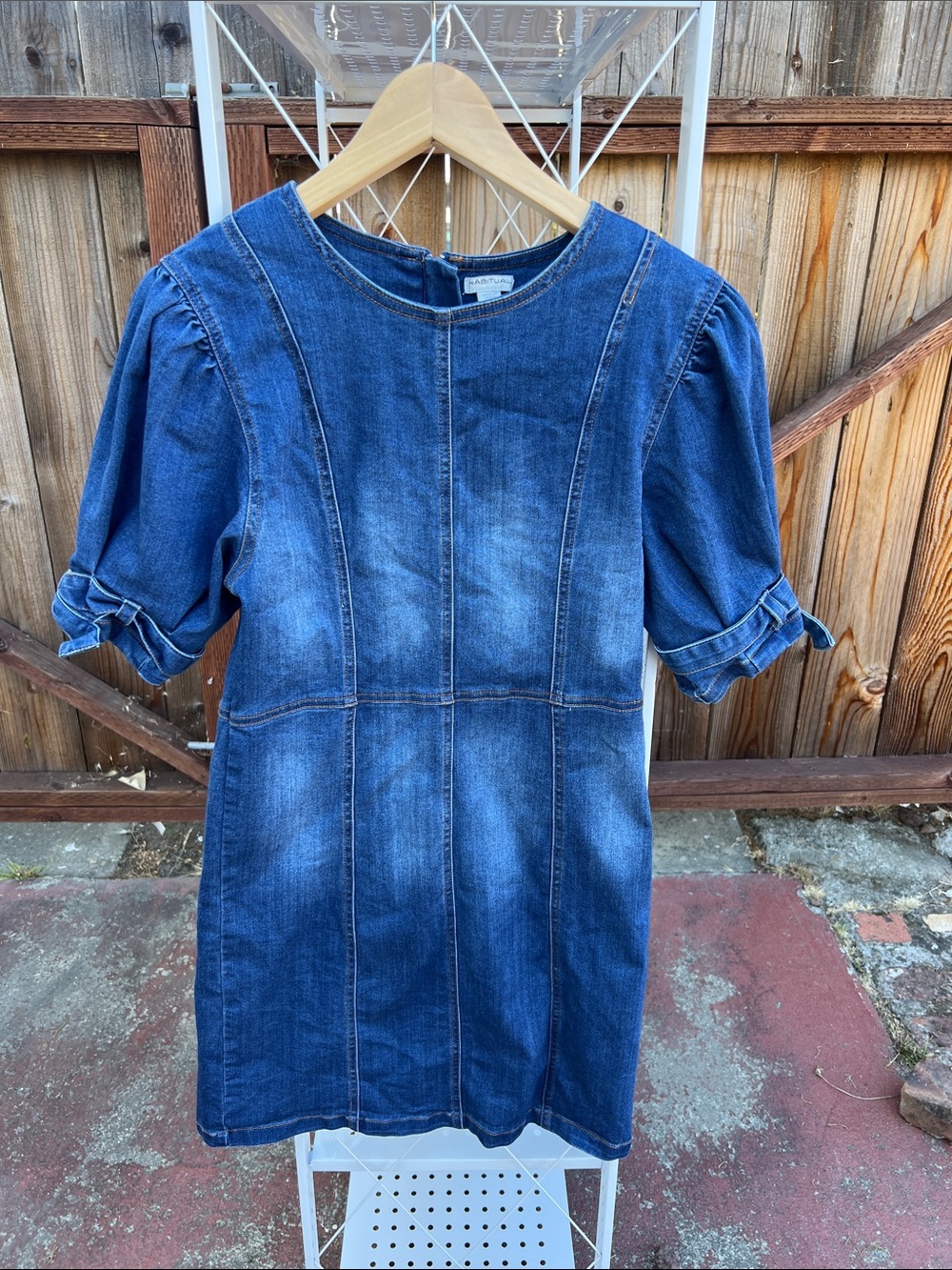 Habitual Blue Denim (stretchy) Short-Sleeve Puff Dress